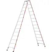 Hymer Stufenstehleiter mit Alu-Druckguss Gelenk 2x16 Stufen