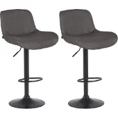 CLP 2er Set Barhocker Solon Schwarz höhenverstellbar und drehbar mit Rückenlehne dunkelgrau Material Stoff
