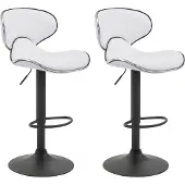 CLP 2er Set Barhocker Las Vegas V2 Kunstleder mit Fußstütze weiß Gestell Farbe schwarz
