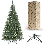 Springos Künstlicher Premium-Weihnachtsbaum 250 cm Diamantkiefer mit Kunstschnee und echten Zapfen Winter-Optik