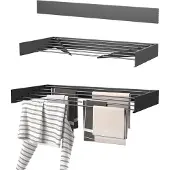 Wasophoogte Wäscheständer Ausziehbar, wäscheständer wand, 6m Trockenlänge, Klappbarr Waschetrockner 100cm, Schwarz