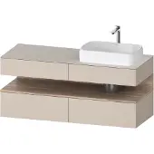 Duravit Collection One Konsolenwaschtischunterbau, 2 Auszüge, 2 Schubkästen, Ausschnitt rechts, 1400x550x600mm, Nische Eiche Mamoriert, QA4766055830000, Farbe: taupe supermatt