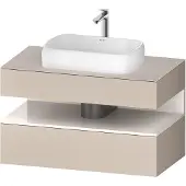 Duravit Collection One Konsolenwaschtischunterbau, 1 Auszug, 1 Schubkasten, Ausschnitt mittig, 1000x550x600mm, Nische Weiß hochglänzend, QA4731022830010, Farbe: Taupe Supermatt/mit Nischenbeleuchtung
