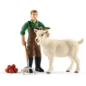 Schleich - Tierfiguren, Bauer mit Ziege; 42375