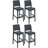 CLP 4er Set Barhocker Jamaica UV-beständig, wetterfest | Farbe dunkelgrau