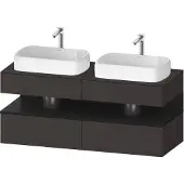 Duravit Qatego Konsolenwaschtischunterbau, 2 Auszüge, 2 Schubkästen, 2 Ausschnitte, 1400x550x600mm, Nische Eiche Schwarz, QA4767016800000