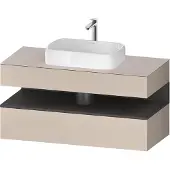 Duravit Collection One Konsolenwaschtischunterbau, 1 Auszug, 1 Schubkasten, Ausschnitt mittig, 1200x550x600mm, Nische Graphit matt, QA4732049910000, Farbe: Taupe Matt