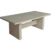 DELUKE Gartentisch DELHI - Kunststoff, Sesamgrau, 200x100x75cm | Terrassentisch Wetterfest Outdoor Glastisch