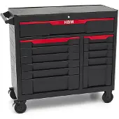 HBM Werkzeugwagen mit 12 Schubladen, 106 cm, schwarz