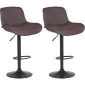 CLP 2er Set Barhocker Solon Schwarz höhenverstellbar und drehbar mit Rückenlehne | Farbe dunkelbraun Material Stoff