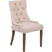 CLP Esszimmerstuhl Aberdeen Stoff mit Gestell aus Kautschukholz und Sitzhöhe von 50 cm creme Gestell Farbe antik-hell