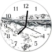Tulup Glasuhr Wanduhr Küchenuhr Echt-Glas 30fi cm Wasser weiß