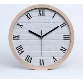 Tulup Holzuhr 30fi cm wanduhr - schwarze Spitzen - Ziegelwand