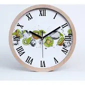 Tulup Holzuhr 25fi cm wanduhr - schwarze Spitzen - Kiwi und Wasser