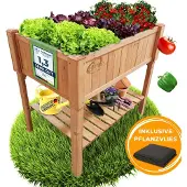 Coemo Hochbeet Kräuterbeet Holz mit Pflanzvlies 90 x 60 x 90 cm