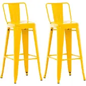 TPFLiving 2er Set Barhocker Massimo Metall Gelb