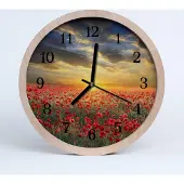Tulup Holzuhr 20fi cm wanduhr - Mohnfeld Natur