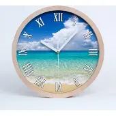 Tulup Holzuhr 25fi cm wanduhr - weiße Spitzen - Paradies-Strand