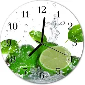 Tulup Glasuhr Wanduhr Küchenuhr Echt-Glas 30fi cm Limette grün