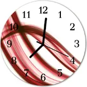 Tulup Glasuhr Wanduhr Küchenuhr Echt-Glas 30fi cm Abstrakte Linien rot