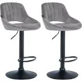 CLP 2er Set Barhocker Milet Samt B dunkelgrau