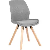 CLP Esszimmerstuhl Luna Modernes Design, Gestell natura, gepolsterter Sitz grau Material Stoff