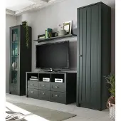 Furn.Design Wohnwand "Forres" 4-teilig grün Landhaus Schrankwand 270 x 198