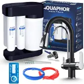 ARI 3-Wege Küchenarmatur Nordic mit Umkehrosmose Morion 102S RO, separater Auslauf für gefiltertes Wasser, herausziehbare Brause, drehbarer Auslauf, Chrom