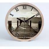 Tulup Holzuhr 30fi cm wanduhr - schwarze Spitzen - Holzsteg