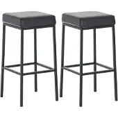 CLP 2er Set Barhocker Montreal 85 Kunstleder schwarz schwarz