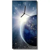 Tulup Glasuhr Wanduhr Küchenuhr Echt-Glas 30x60 Erde Welltal Blau