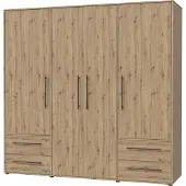 Die Möbelfundgrube Kleiderschrank Drehtürenschrank Artisan Eiche 206 cm 4 Türen - MOKKARIS -