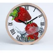 Tulup Holzuhr 25fi cm wanduhr - schwarze Spitzen - Erdbeeren und Wasser