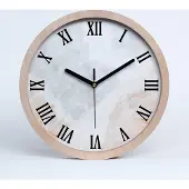 Tulup Holzuhr 25fi cm wanduhr - schwarze Spitzen - Marmor
