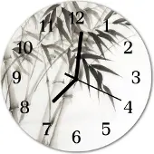 Tulup Glasuhr Wanduhr Küchenuhr Echt-Glas 30fi cm Bambus grau