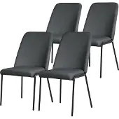 ML-Design Esszimmerstühle 4er Set Anthrazit Küchenstühle aus Polyester mit Metallbeinen Wohnzimmerstühl mit Rückenlehne Polsterstühle für Esszimmer
