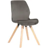 CLP Esszimmerstuhl Luna Modernes Design, Gestell natura, gepolsterter Sitz grau Material Samt