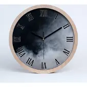 Tulup Holzuhr 30fi cm wanduhr - schwarze Spitzen - weißer Rauch
