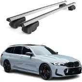 Omtec Dachträger Gepäckträger für BMW 3er Touring 2019-2021 ABE Aluminium Grau 2x
