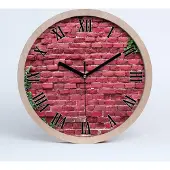 Tulup Holzuhr 30fi cm wanduhr - schwarze Spitzen - Ziegelwand