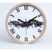 Tulup Holzuhr 25fi cm wanduhr - schwarze Spitzen - Lavendel