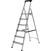 Craftfull Stehleiter CF-133B | Aluminium-Haushaltsleiter - Leiter - Ablagefläche - Gummi-Standfüße - Anti-Rutsch - 3-6 Stufen - 150 kg (6 Stufen)