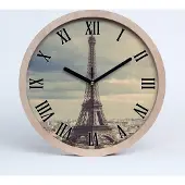 Tulup Holzuhr 30fi cm wanduhr - schwarze Spitzen - Eiffelturm Paris