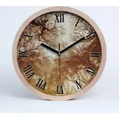 Tulup Holzuhr 30fi cm wanduhr - schwarze Spitzen - Wald