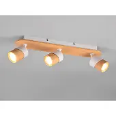 Meine Wunschleuchte LED Deckenstrahler 3 flammig Korpus & schwenkbarer Lampenschirm Naturholz 48cm