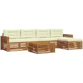 vidaXL Outdoor-Sofagarnitur 6 stk. Natur und Creme