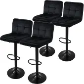 ML-Design | Set mit 4 Barhockern Abigail Samt Zwart Fluweel 45x112x50 cm | NADUVI
