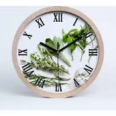 Tulup Holzuhr 30fi cm wanduhr - schwarze Spitzen - Kräuter