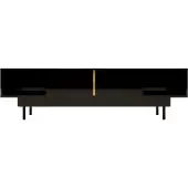 Dancan Artemisa Hochglanz Möbel / Tv-Kommode Mit Goldenem Akzent / 2 Schubladen / 2 Offenen Fächern / 163 Cm / Schwarz