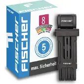 Fischer Fahrrad Fischer Faltschloss Security 8 mit Schlüssel und Halter 85 cm schwarz